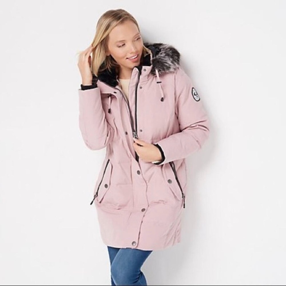 NWOT Arctic Expedition Down Parka Coat Removable Hood Pink Sz 2X (FLAW)
